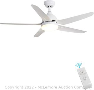 Indoor Ceiling Fan Light Fixtures - FINXIN White Remote LED 52 Ceiling Fans For Bedroom,Living Room,Dining Room Including Motor,5-Blades,Remote Switch (5-Blades)
