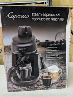 Capresso Steam PRO Espresso and Cappuccino Machine, 4-Cup, Stainless Steel/Black (New - Open Box)