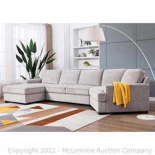 Brand New In Box - Newport 3-piece Fabric Sectional - Gray - 1 Left Arm Facing Chaise, 1 Armless Loveseat, 1 Right Arm Facing Cuddler - 156.7” L x 64.6” D x 35.4” H - Brand New - $1799 - SEE LINK (New)