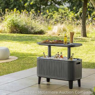 Keter Bevy Bar - Easy Open and Close Lid - WeatherProof, Cooler and Serving Table - Holds up to 75 cans! - Retails $119 - See Link! (New)