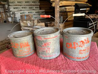 3-Vintage Old Pal Minnow Buckets