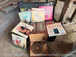 Over 100 Vintage Vinyl Records With Old Record Player