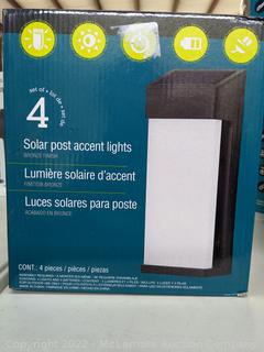 GTX Solar Post Light, 4-pack - Crystalline Solar Panels - Each Light Includes 1 Rechargeable Battery - SEE LINK! -  (New)