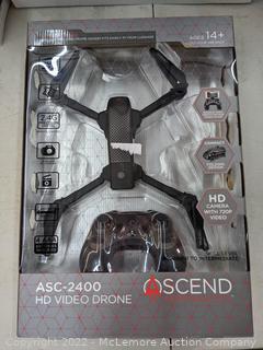 Ascend Aeronautics ASC-2400 720P HD Video Drone - Records HD Video directly to mobile device, ergonomic folding Design - NEW - SEE LINK -  (New)