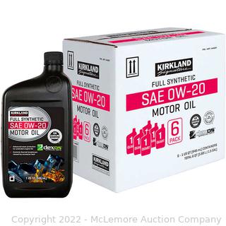 Kirkland Signature SAE 0W-20 Full Synthetic Motor Oil, 1 Quart, 6 ct (New)