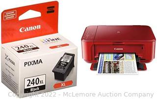 Canon PG-240XL Black Ink Cartridge and Canon PIXMA MG3620 Wireless All-In-One Color Inkjet Printer with Mobile and Tablet Printing, Red