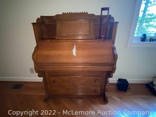Old Organ converted to a desk w/ contents