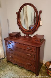 Davis Cabinet Company Lillian Russell 3-Drawer Cherry Dresser with Mirror
