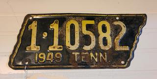 Vintage 1949 Tennessee Shaped License Plate