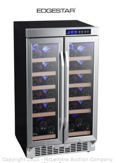 Edgestar 24 Inch Wide 36 Bottle Built-In Wine Cooler with Dual Cooling Zones and French Doors MSRP $1259  APPEARS NEW, NO BOX