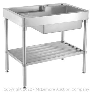 Whitehaus Collection WH33209-LEG-NP Pearlhaus Freestanding Utility Sink, Brushed Stainless Steel MSRP $2,487  APPEARS NEW IN BOX