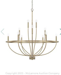 Capital Lighting Greyson 12 Light 40" Wide Taper Candle Chandelier Aged Brass MSRP $698   APPEARS NEW IN BOX