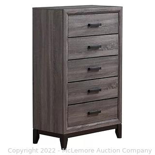 (Matches lot 7)Kate - Beechwood Gray - Chest -31”L x 16"W x 46”H -  with English Dovetail Drawer Construction - The link shows complete bedroom suite - This is for the Chest! - NEW - built - SEE PIX (New - Open Box)