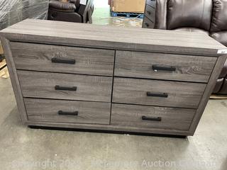(Matches Lot 6) Kate - Beechwood Gray - Dresser - 58”L x 16”W x 37”H - - with English Dovetail Drawer Construction - The link shows complete bedroom suite - This is for the Dresser! - NEW - built - SEE PIX (New - Open Box)