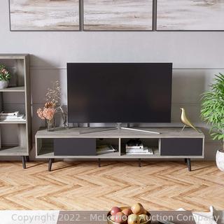 Bestier 70 inch Mid-Century Modern TV Stand with Storage Large Entertainment Center 4 Cabinets Sliding Doors