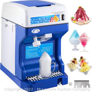 VEVOR 110V Electric Shaved Ice Crusher, 250W Snow Cone Maker Tabletop w/Adjustable Ice Texture, Ice Shaving Machine 265LBs/hr for Home and Commerical Use Msrp $159.99. 
New open box. 