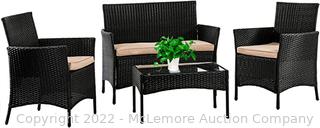 FDW Patio Furniture Set 4 Pieces Outdoor Rattan Chair Wicker Sofa Garden Conversation Bistro Sets for Yard,Pool or Backyard Msrp $299.99. Brand new. 
