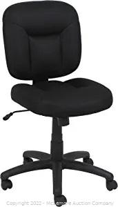 Amazon Basics Upholstered, Low-Back, Adjustable, Swivel Office Desk Chair, Black Msrp $69.00