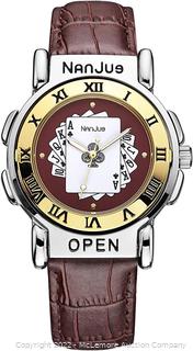 Nanjue Men's NJ070307KG The Casino Collections Japanese Quartz Genuine Leather Watch – Brown