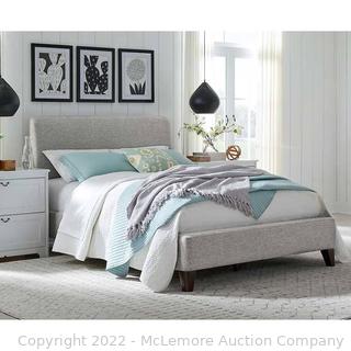 NEW in box - Cecelia King Upholstered Bed -94.1"L x 79.8"W x 50"H - Fully Upholstered Headboard and Footboard - Solid Wood Legs - Heavy-Duty Deck - Color - Gray - $399 - SEE LINK (New)