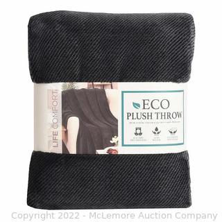 NEW - Life Comfort Eco Plush Throw - Black (New)