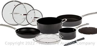  Emeril Everyday Forever Pans- Hard-Anodized Cookware, 10-Piece Pots and Pans Set Nonstick with Utensils, Induction Compatible by Emeril Lagasse, Black 10 Piece Set
