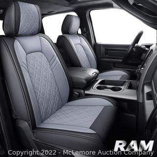 Aierxuan Dodge Ram Full Set Car Seat Covers for 2009-2022 Dodge Ram 1500 2010-2022 2500 3500 Pickup Crew Double Quad Cab Waterproof Leather Cushions (Full Set, Black Gray)