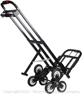 Mecete Enhanced Stair Climbing Cart Portable Climbing Cart 460 lb Largest Capacity All Terrain Stair Climbing Hand Truck Heavy Duty with 6 Wheels (Black) 2 Climbing Rope for Heavy Cargo on Stairs