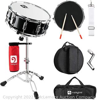 Vangoa Snare - Student Drum Set with Stand, Drum Silence Pad, 5 A, Drum Keys, Sticks, 14 x 5.5 Inches