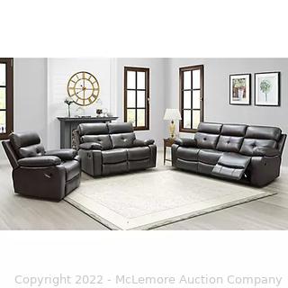 Brand New! Wilson Reclining Premium Leather, Kiln dried Hardwood frame - Reclining Leather Couch - Beautiful Espresso Top Grain Leather - enduring style and comfort - SEE LINK ( link is for 3 piece set - this is for couch only) (New)