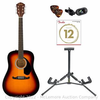NEW IN BOX - Fender FA-125 Acoustic Guitar Bundle - All-laminate Construction - Walnut Bridge with Compensated Saddle - Modern 3+3 headstock -Tuned Great, Plays Great! shows light wear, with Tuner, extra strings, stand - See pix $179 See Link! -  (New)