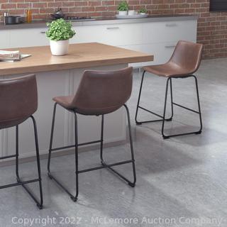 NEW IN BOX - ZUO Smart Modern 24" Counter Chair in Charcoal Set of 2 - Vintage Espresso - Built With A Sculpted Design For Comfort - Upholstered in a Soft 100% Polyurethane Fabric - $420 for pair - See Link! -  (New)