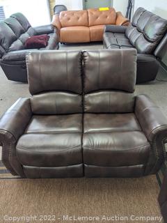 Brand New - Manual Reclining Leather Loveseat - No mfg info - SEE PIX (New)