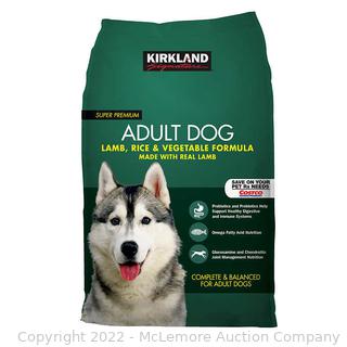 Kirkland Signature Adult Formula Lamb, Rice and Vegetable Dog Food 40 lb. (New - Damaged Box)