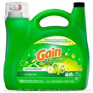 Gain Ultra Concentrated +AromaBoost HE Liquid Laundry Detergent, Original, 146 Loads, 200 fl oz - Missing a little (See Description)