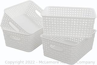 Lesbin White Plastic Weave Baskets, 4-Pack (New)