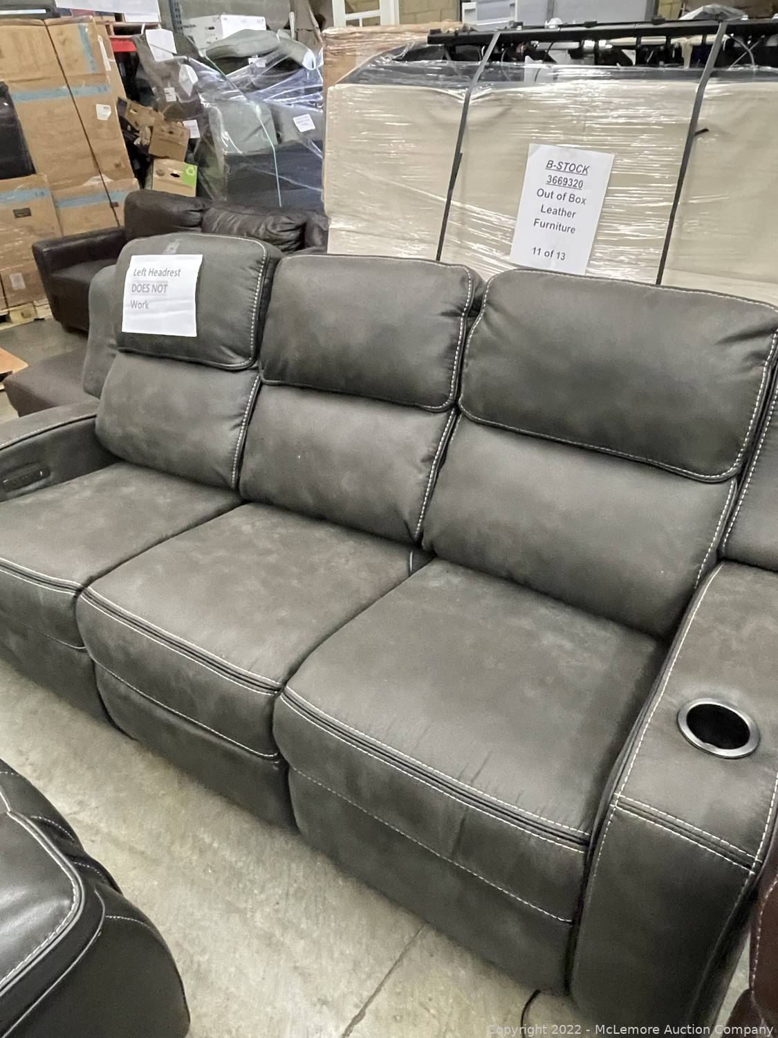 McLemore Auction Company Auction New Sectionals, Power Reclining Leather Sofas, Dressers