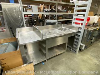 Stainless Steel Sink and Prep Table 72"W x 31"D x 43"H