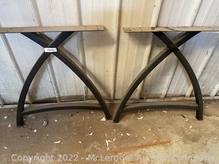Pair of Black Iron Table Legs, Powder Coated