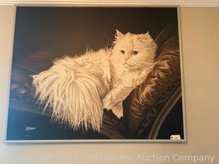 Vintage Antoinette Letterman The Resting Cat (Cashmere) Giclee Painting 60 x 48
