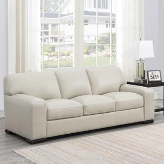 Brand New in Box - Buckley Leather Sofa - Cream Beige - Top Grain Leather - Sold wood legs in Espresso Finish, French Stitching on Arms and Cushions -92” L x 39” W  x 35” H - - $1499 at Costco - SEE LINK! (New)