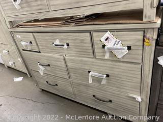Dresser - Light Gray / Distressed Ivory color - SEE PIX - Has damage from shipping - SEE PIX - Does not open smooth, has damage - SEE PIX - AS-IS (See Description)
