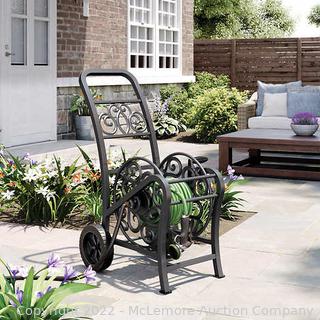 Suncast Hosemobile Elite Metal Decorative Hose Cart - Aluminum Connections Guaranteed Not to Leak -Holds 150ft of standard hose -  Decorative Scroll Design and Sturdy Powder Coated Steel Design - USED - shows wear - Fully Functionable  - See Link! $129 (See Description)