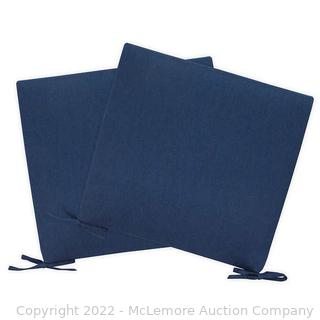 Blue - Peak Season Sunbrella Outdoor Seat Cushion / Pad, 2-Pack -Dimensions: 18” L x 19” W x 2” H - Sunbrella Fabric - Universal shape with ties -  SEE LINK - $39 (New - Open Box)