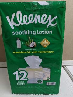Kleenex Soothing Lotion Tissue, 3-Ply, 85-count, 12-pack (New - Open Box)