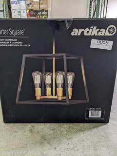 Artika Carter Square Pendant 4-Light Chandelier - 60 watts - $150 MSRP (New - Open Box)