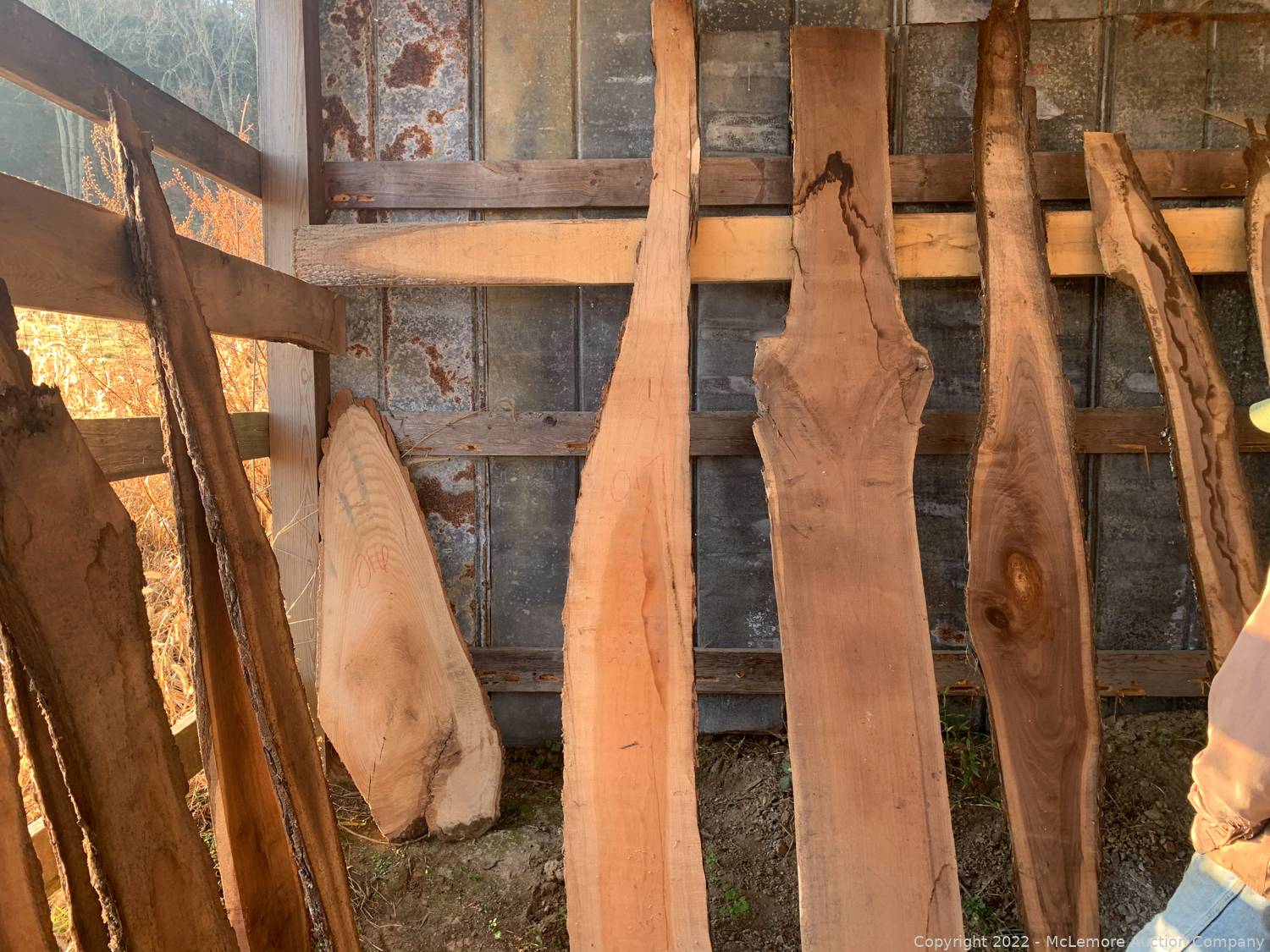 McLemore Auction Company Auction Hardwood Lumber and Live Edge Slabs in Liberty, TN ITEM