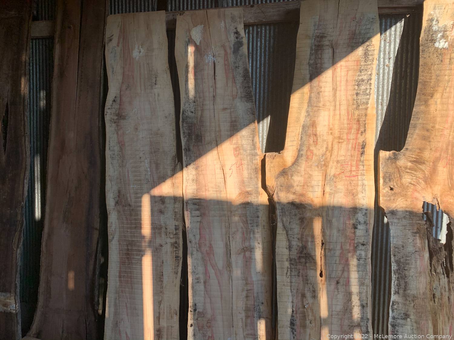 McLemore Auction Company Auction Hardwood Lumber and Live Edge Slabs