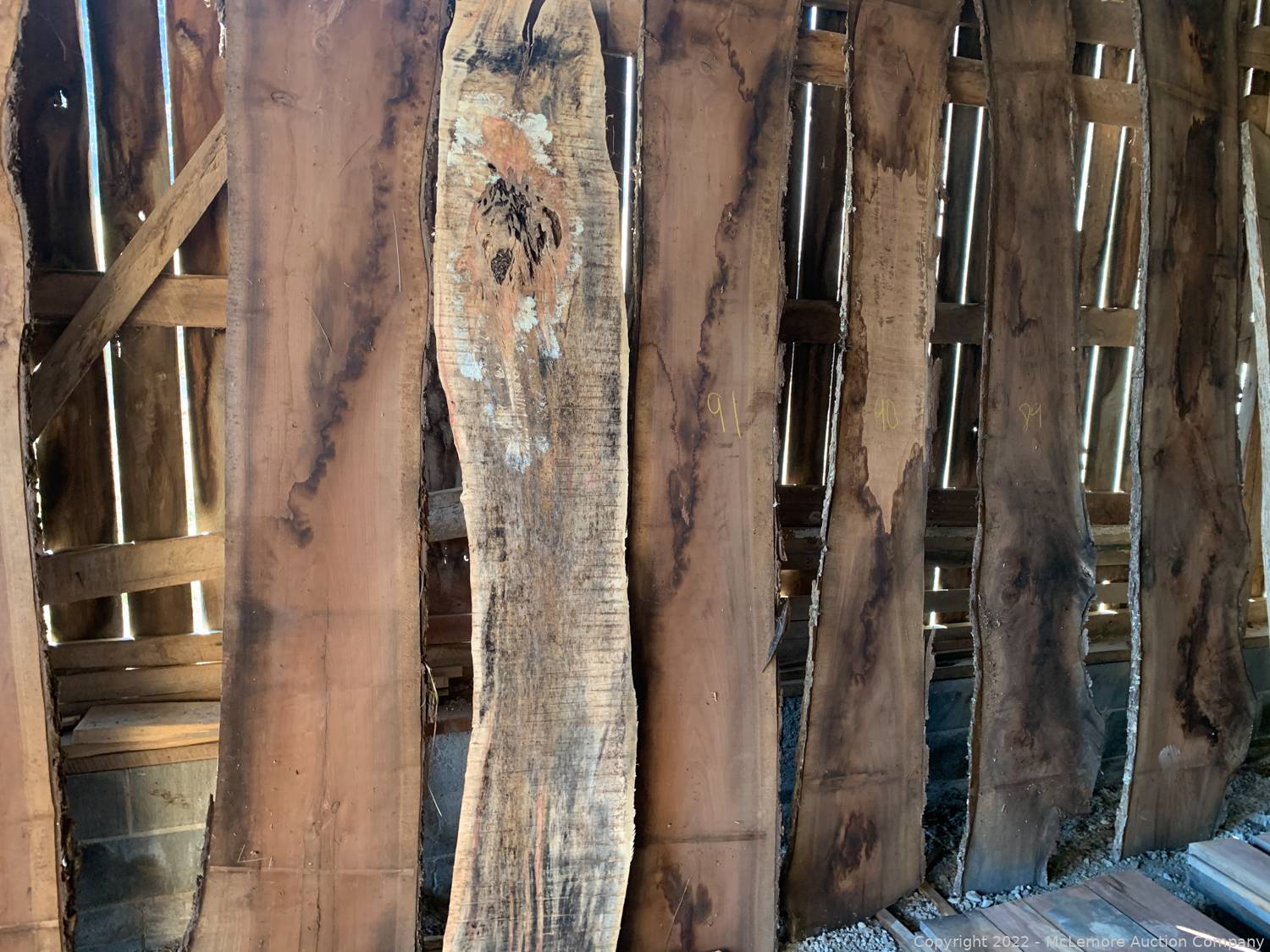 McLemore Auction Company Auction Hardwood Lumber and Live Edge Slabs