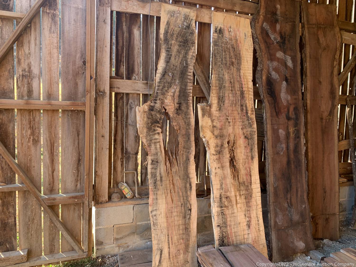 McLemore Auction Company Auction Hardwood Lumber and Live Edge Slabs